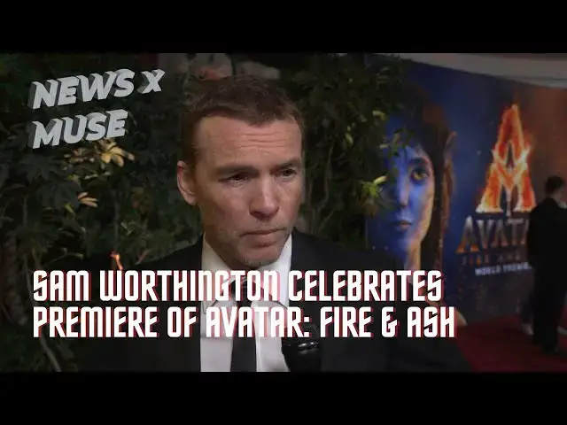 Video thumbnail for Sam Worthington Celebrates Premiere of Avatar: Fire & Ash