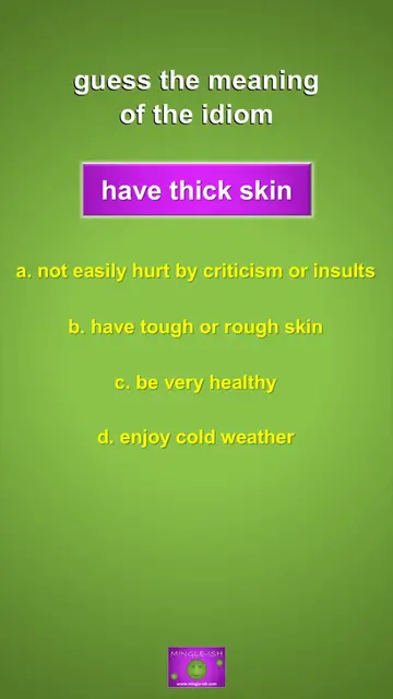 Video thumbnail for Skin Idioms Quiz: Guess the Meaning of the Idiom #2