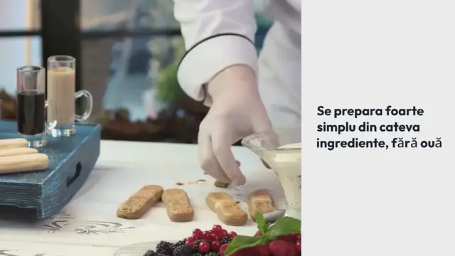 Video thumbnail for Descoperă rețeta pentru tiramisu cu fructe de padure si mascarpone. Se prepara foarte simplu din cateva ingrediente, fără ouă