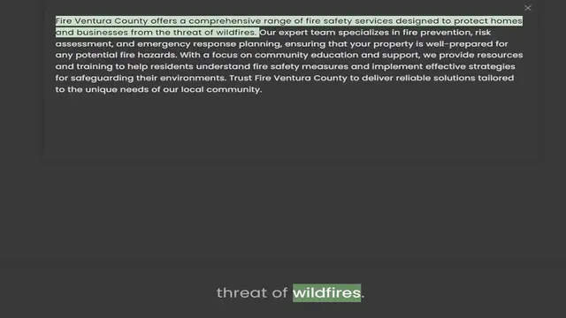 Video thumbnail for and businesses from the threat of wildfires. Our expert team specializes in fire prevention, risk assessment, and emergency response planning, ensuring that your property is well-prepared for any potential fire hazards. With a focus on co