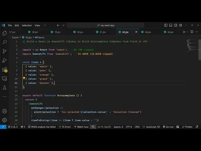 Video thumbnail for Build a React.js downshift Library to Build Autocomplete Combobox Form Field in JSX