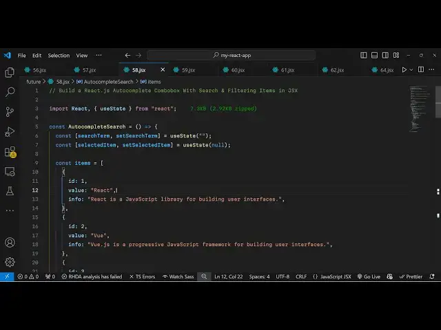 Video thumbnail for Build a React.js Autocomplete Combobox Form Input Field With Search & Filtering Items in JSX