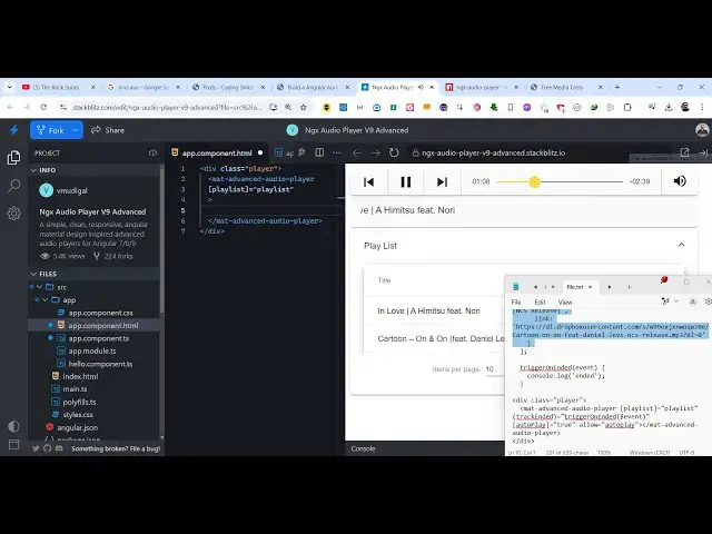 Video thumbnail for Build a Angular Audio Player From URL With Controls Using ngx-audio-player in Browser Using TS