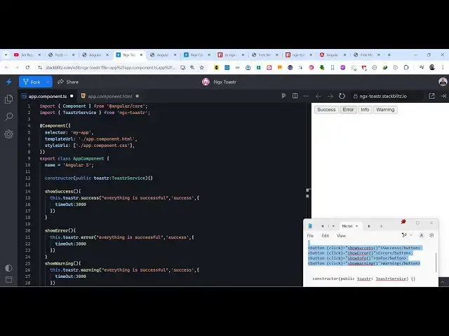 Video thumbnail for Angular ngx-toastr Example to Show Toast Notification Messages in Browser Using TypeScript