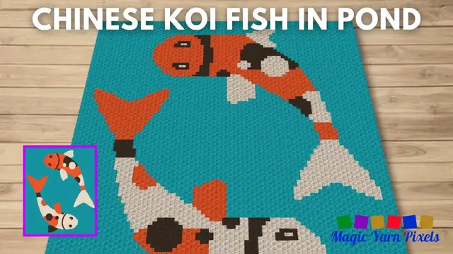 Video thumbnail for FREE GRAPH Chinese Koi Fish In Pond C2C & Tapestry Crochet Pattern | Magic Yarn Pixels
