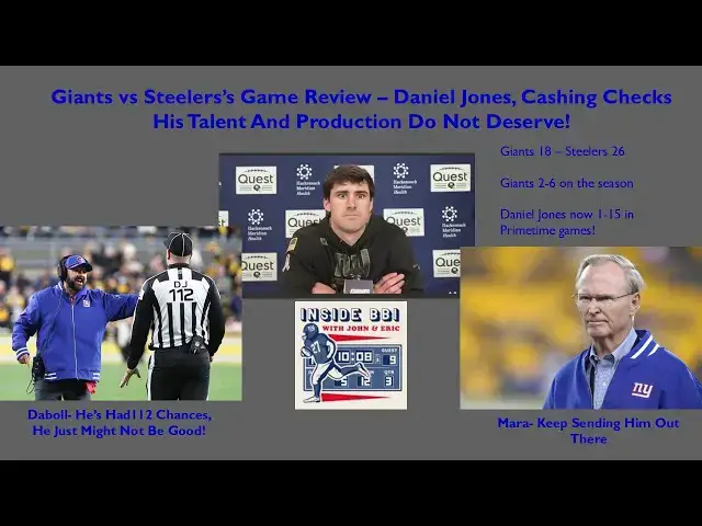 Video thumbnail for Giants vs Steelers Game Review - Jones Now 1-15 In Prime Time! #nfl #football #sports #giants