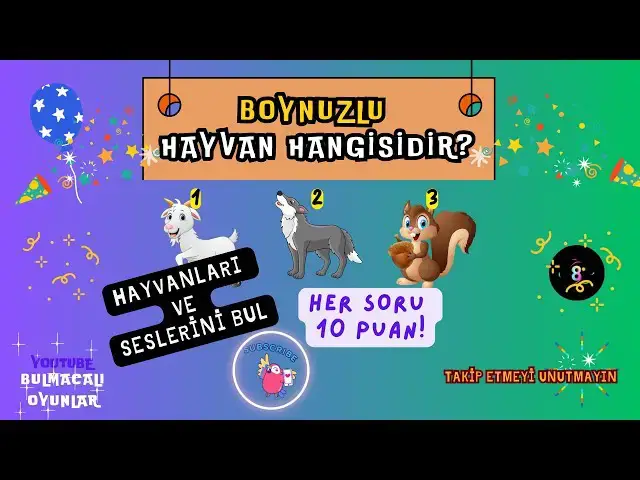 'Video thumbnail for Hayvanları ve Seslerini Bul Şampiyon Sen Ol! - BULMACALI OYUNLAR #bulmacaoyunları #eğlence'