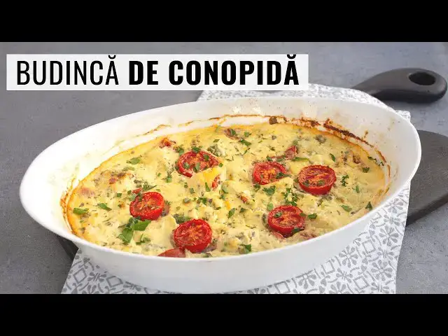 Video thumbnail for Rețeta dietetică de budincă de conopidă cu brânză la cuptor | Bucate Aromate