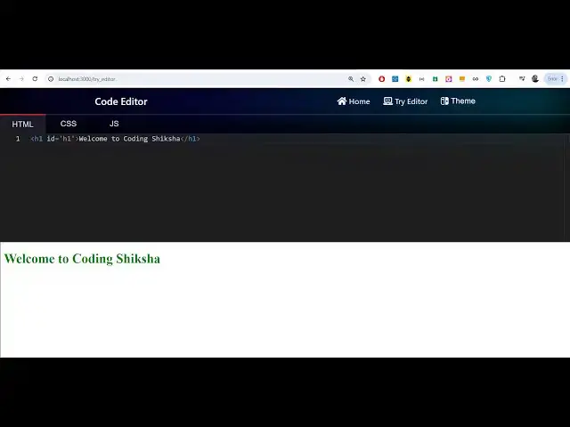 Video thumbnail for Build a Next.js W3Schools & Codepen HTML CSS & JS Code Editor Clone With Syntax Highlight in Browser
