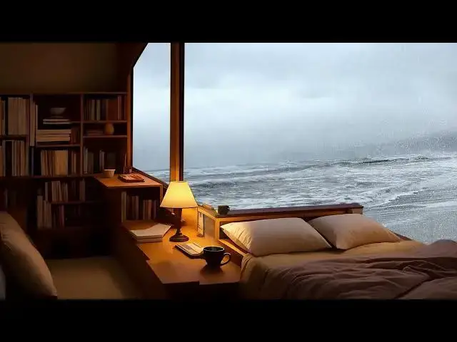 Video thumbnail for 107 Stormy days in the reef hut, raging waves, and the sound of heavy rain, relaxing and sleeping #w