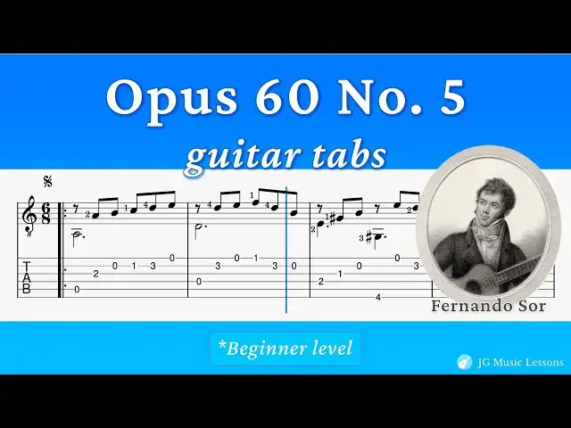 Video thumbnail for Opus 60 No. 5 by Sor guitar tabs 🎸