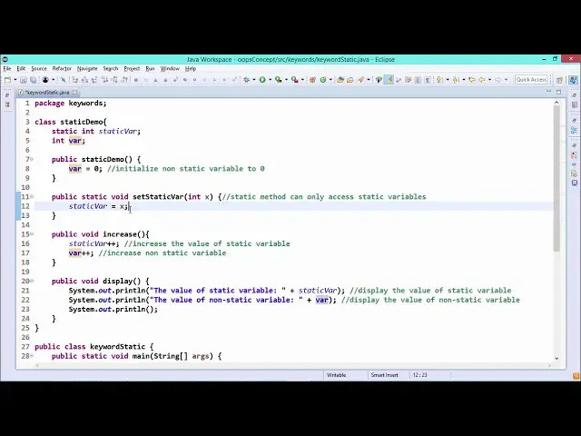 'Video thumbnail for Java Essentials - Static keyword in java'