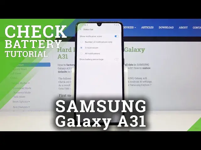'Video thumbnail for How to Check Battery Level in SAMSUNG Galaxy A31 – Battery Percentage'