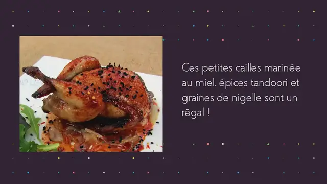 Video thumbnail for Cailles rôties au four, marinade au miel, épices Tandoori et graines de nigelle