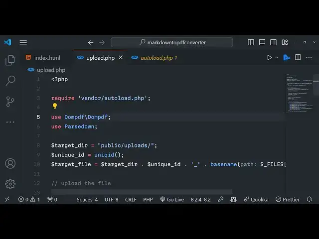 Video thumbnail for PHP Project to Parse Markdown to HTML & PDF Converter in Browser Using DOMPDF in JS