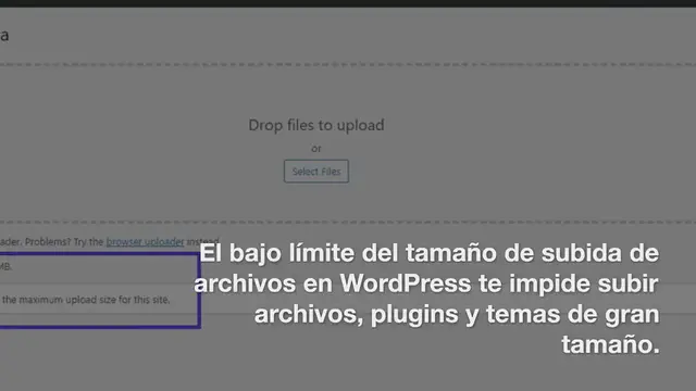 'Video thumbnail for Cómo Aumentar el Tamaño Máximo de Subida de Archivos en WordPress'