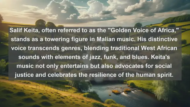 Video thumbnail for Harmony of Mali: Top 10 Famous Singers Bringing Mali's Rich Musical Heritage to Life