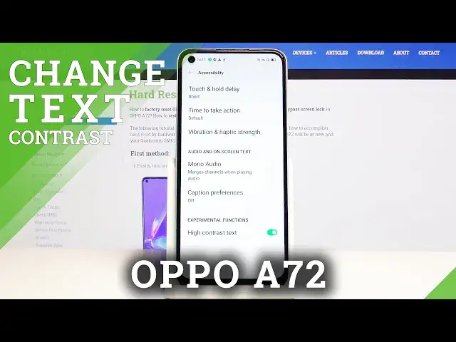 'Video thumbnail for How to Activate High Contrast Text in OPPO A72 - Find Display Settings'