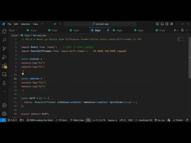 Video thumbnail for Build a React.js Source Code Difference Viewer Editor Using react-diff-viewer in JSX