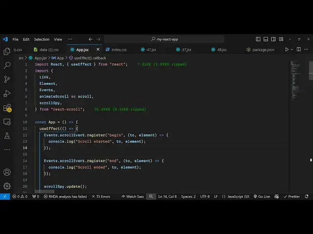 Video thumbnail for Build a React.js Project to Scroll Animation to Any Section of Webpage Using react-scroll in JSX