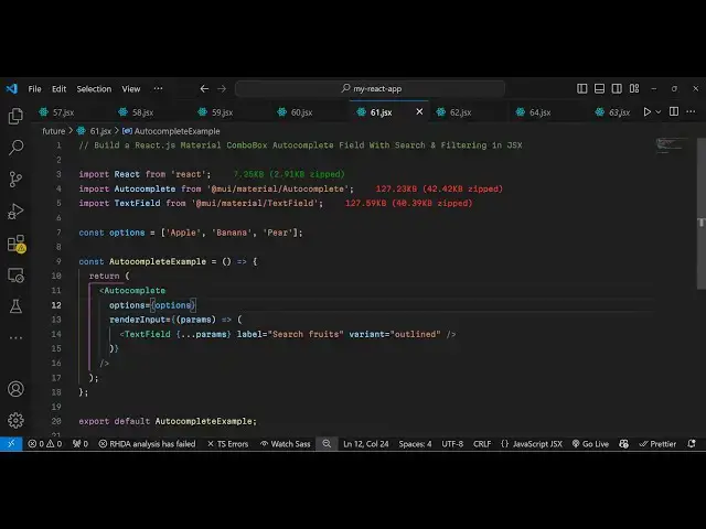 Video thumbnail for Build a React.js Material ComboBox Autocomplete Form Input Field With Search & Filtering in JSX