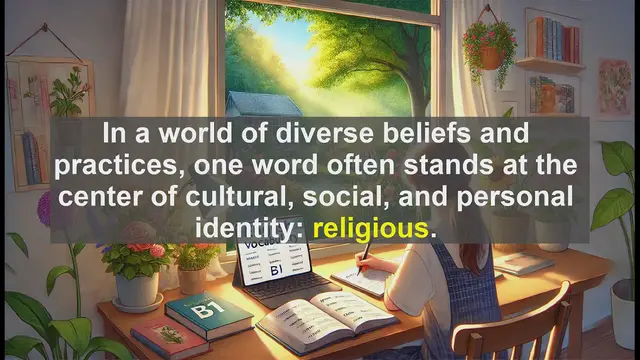 Video thumbnail for 2500 Must Know CEFR B1 Vocabulary - Understanding the Word 'Religious': Meaning, Usage, and Cultural Impact