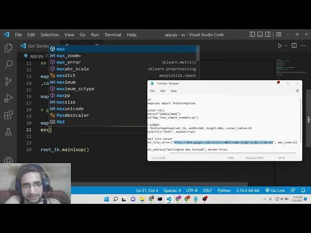 Video thumbnail for Python 3 Tkinter Google Maps API Example to Display Maps & Markers Using TkinterMapView Library