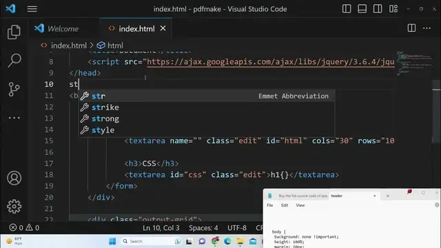 Video thumbnail for Build a Realtime HTML CSS & JS Frontend Code Editor With Live Preview Using IFrame in Browser
