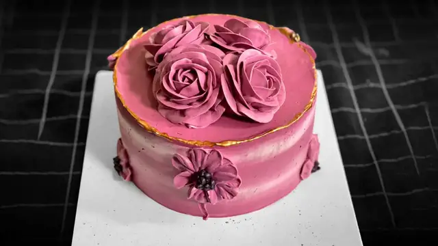 Video thumbnail for Pink flower cake decoration Make beautiful flowers for birthday cake