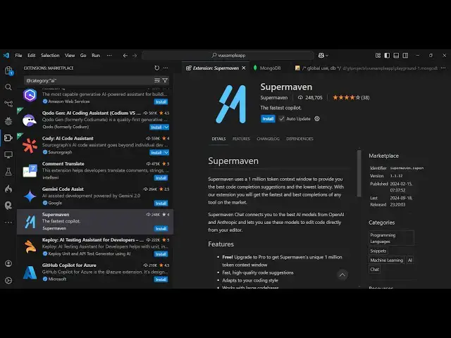 Video thumbnail for Supermaven VS Code Extension Tutorial to Speed Up Coding, AI Autocomplete & Productivity Hacks