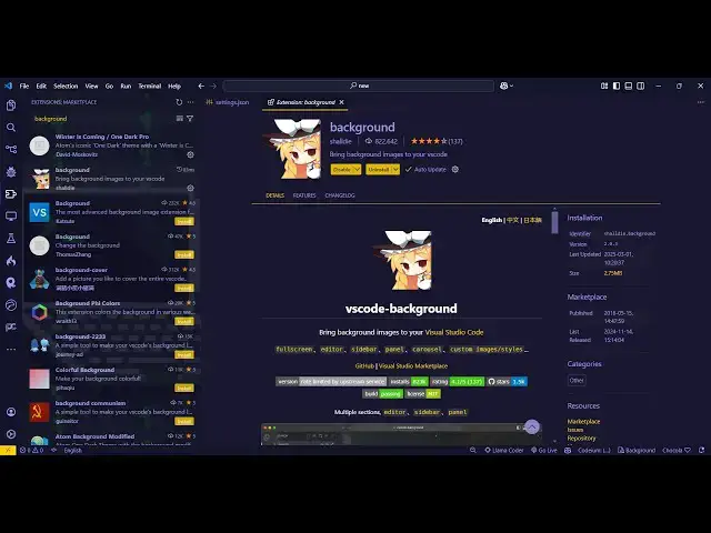 Video thumbnail for VSCode Tutorial to Customize and Change Background of IDE With Images & GIF Files From URL