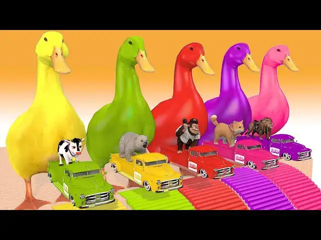 'Video thumbnail for Long Slide Game With Cow Elephant Gorilla Hippopotamus Tiger 3d Animal Game  Funny 3d Animals'