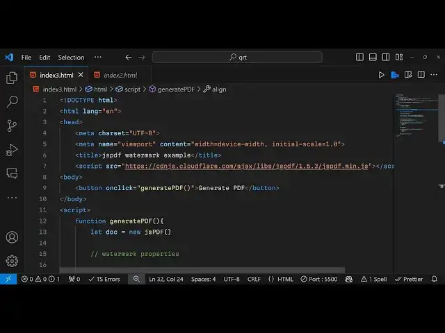 Video thumbnail for jsPDF Tutorial to Add Text Watermark in PDF Document Using Javascript in Browser