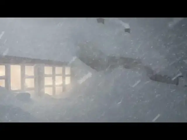 'Video thumbnail for In the warm cabin on a snowstorm night, listen to the roaring sound of the wind and snow, relax a'