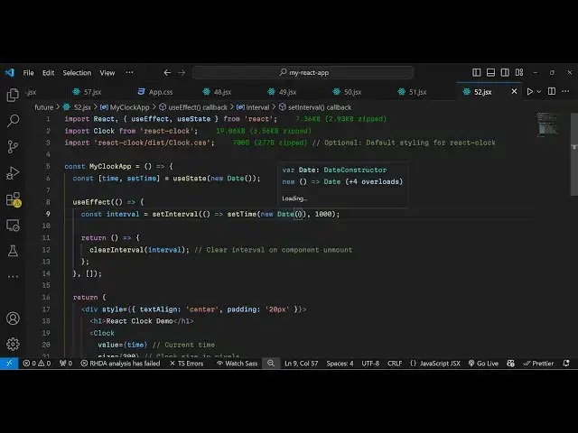 Video thumbnail for Build a React.js Project to Display Analog Clock UI Animation & Time Using react-clock Library in JS