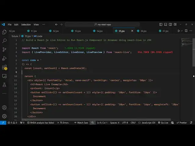 Video thumbnail for Build a React.js Live Editor to Run React.js Component in Browser Using react-live in JSX