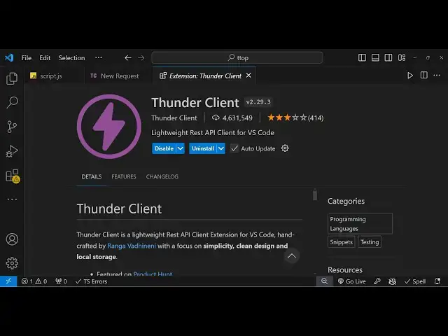 Video thumbnail for VS Code Postman Alternative to Test REST APIs Easily Using Thunder Client Extension Full Tutorial
