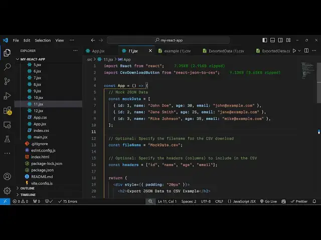Video thumbnail for Build a React.js JSON to CSV Converter Web App in Browser Using react- json- to-csv Library