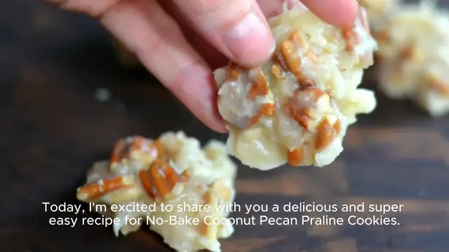 Video thumbnail for No-Bake Coconut Pecan Praline Cookies