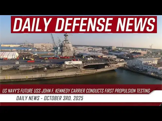 'Video thumbnail for U.S.  Navy USS John F  Kennedy Aircraft Carrier Moves Under Power for First Time ahead sea trials.'