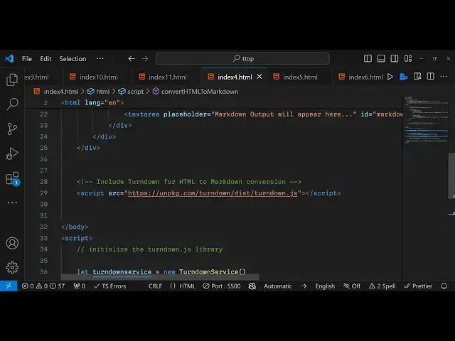 Video thumbnail for Javascript Turndown.js Example to Build HTML to Markdown Converter in Browser Full Web App