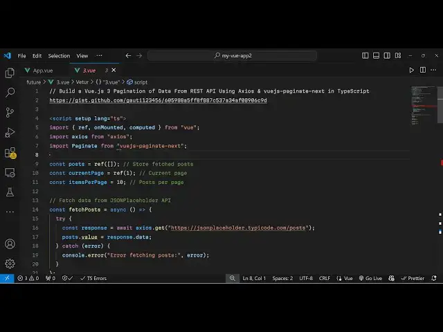 Video thumbnail for Build a Vue.js 3 Pagination of Data From REST API Using Axios & vuejs-paginate-next in TypeScript