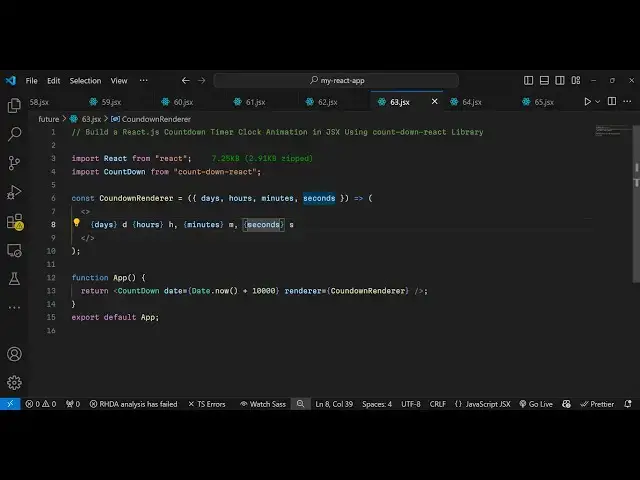 Video thumbnail for Build a React.js Countdown Timer Clock Animation in JSX Using count-down-react Library