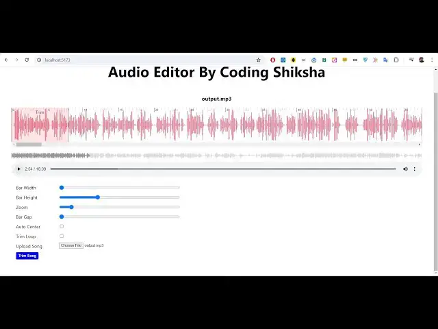 Video thumbnail for Build a React.js FFMPEG Timeline MP3 Audio Trimmer Editor in Browser Using Lame.js & Wavesurfer.js
