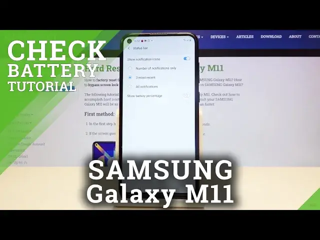 'Video thumbnail for How to Activate Battery Percentage in Samsung Galaxy M11 – Show Current Battery Level'