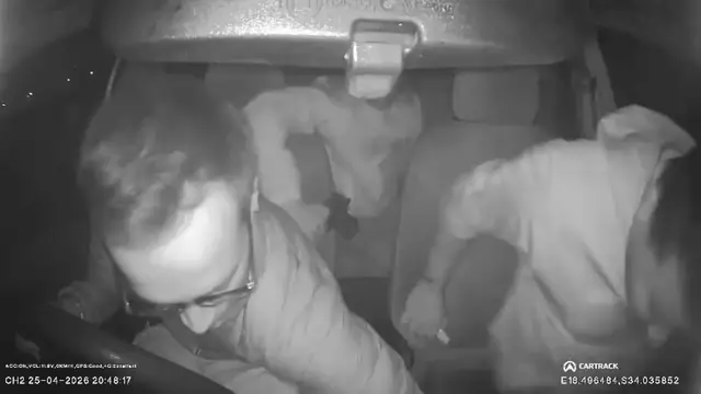 Video thumbnail for Two men from Parkwood, Cape Town, arrested following armed robbery of e-hailing driver captured on dashcam