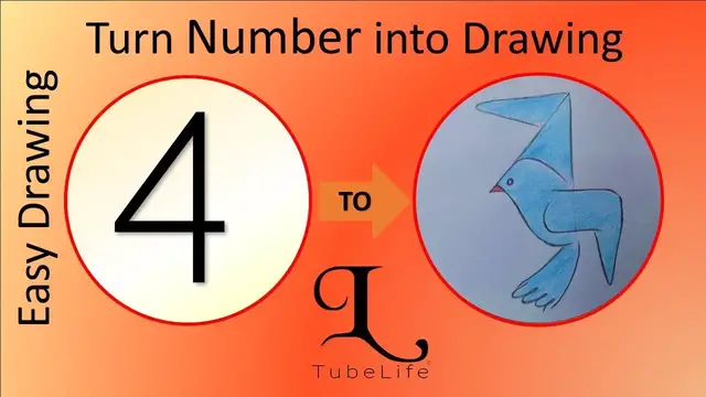 Video thumbnail for Turn Number into drawing | Easy Drawing | Art for Kids no- 4 | TubeLife