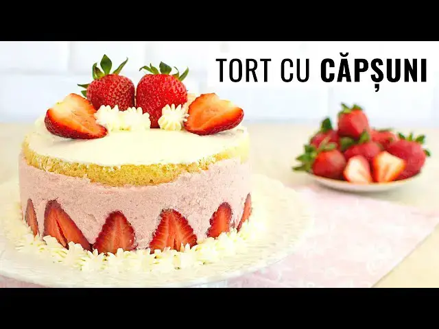 Video thumbnail for 🍓 Tort cu spumă de căpșuni. Un strat gros de cremă aromată între 2 blaturi pufoase.
