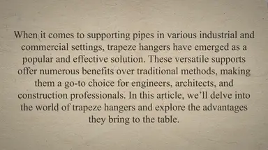 'Video thumbnail for Advantages of Trapeze Hangers for Pipe Supporting (PDF)'
