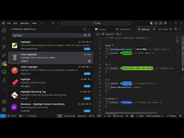 Video thumbnail for How to Highlight Colors in CSS Code With Live Preview in Visual Studio Code Using Extension